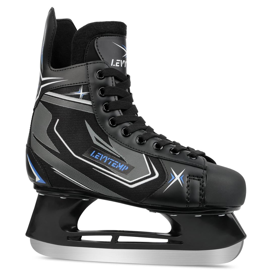 Hockey Ice Skates for Kids and Adults, Soft Boot with Pre-Sharpened Stainless Steel Blades, Reinforced Toe Cap, Light Weight Holder for Recreational Skating and Casual Hockey (US Men Size 10, US Women Size 12)