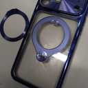 iPhone 17 Pro Max with 360 Spin CD Metal Ring Stand, Titanium Electroplated Magnetic Cover [Fit for MagSafe] Shockproof Military Drop Protection for Women Men Blue