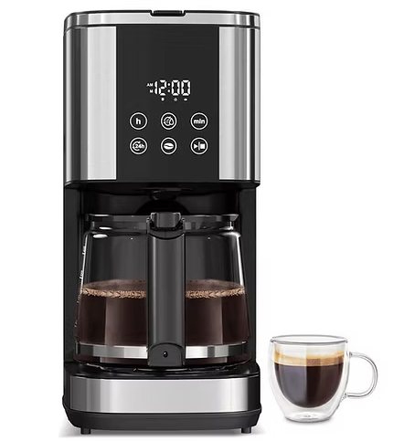 COWSAR 10-Cups Programmable Drip Coffee Maker in Black with Glass Carafe, Auto