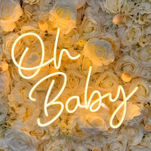 Oh Baby Neon Sign for Backdrop 21.5x20 Inch Large LED Sign for Baby Shower, 1st Birthday Party, Gender Reveal, Christening Day Decor