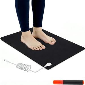 Grounding Mat for Feet, Earthing Grounding Mat for Bed, Pain Relief Earth Connection Therapy for Better Sleep, Meditation, Office, Yoga Grounding Pad with Tester Pen & Cord 23.6" x 15.7"