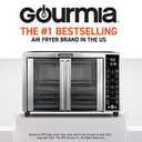 Gourmia Toaster Oven Air Fryer Combo 17 cooking presets 1700W french door digital air fryer oven 24L capacity accessories, convection rack, baking pan tray recipe book GTF7655,Large,Stainless Steel