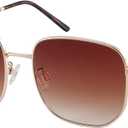 JOOX Trendy Oversized Square Sunglasses for Women Men Classic Metal Hexagon Sun Glasses Ladies UV400 Protection Shades (Gold/Gradient Brown)