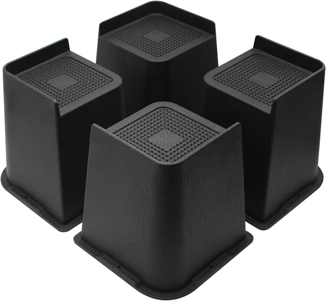 Bed Risers 2 inch, 3 inch, 4 inch, 6 inch or 8 inch Heavy Duty Furniture Risers, Up to 6000 Lbs L Shaped Design Bed Lifts Blocks for Couch Desk Sofa Table (Black, 6 Inch 4 Pack)