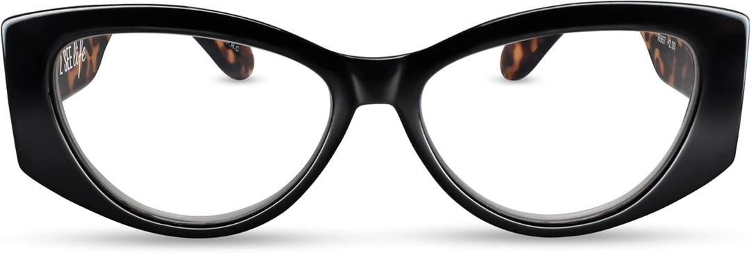 Black Vouge Large Cat Eye Reading Glasses for Women with Sturdy Made - Oversized Cateye Readers for Women - Trendy for all Face Shapes Bold Fashion Women's Readers - Cheaters Reading Glasses 2.50