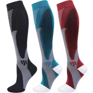 HYRIXDIRECT Compression Socks for Women Wide Calf 20-30 mmHg Plus Size Compression Stockings Knee High Socks for Men (L)