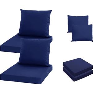 Oslimea Patio Cushion Covers Replacement Set of 2, Water UV Resistant Outdoor Cushion Slipcovers with Zipper Chair Seat Cushion Covers for Outdoor Furniture (19 x 16 Inch, 19 x 19 x 3 Inch, Blue)