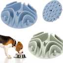 2 Pcs Slow Feeder Insert for Dog Bowl, Anti-Choking Silicone with Strong Suction Cups, Fits Most Dog Bowls, Ideal for Medium, Large Breeds (Blue + Green)