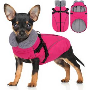 Dog Jackets for Medium Dogs, Dog Winter Coat, Reflective Pet Warm Fleece Vest for Cold Weather, Rose, M