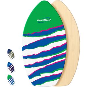 Own the Wave New Zealand 'Claw Strike' Skimboard with Colored EVA Grip Pad and High Gloss Clear Coat Wooden Skim Boards for Kids and Adults | Choose from 2 Sizes and Traction Pad Color (40 Inch, Green)