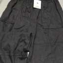 Women’s Corduroy Pants Baggy Wide Leg Pants Casual Elastic Waisted Palazzo Harem Pants with Pockets Black,S