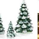 2 Pieces with a Sense of Layering and Staggered Heights Winter Wonderland Village Scene Pines Accessory Figurine Set, Christmas Village Trees Decorations,Green