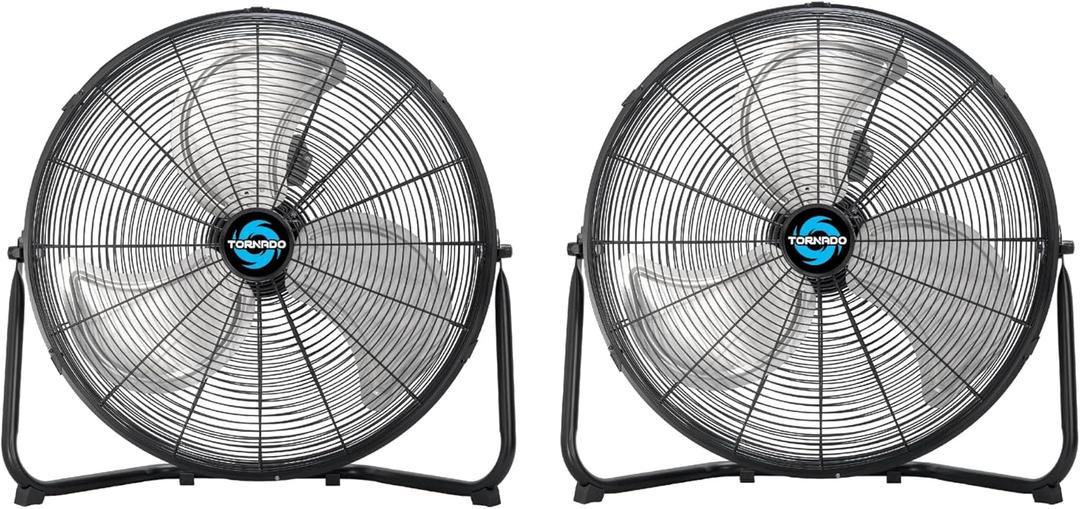 Tornado 1 Pack 20 Inch High Velocity Metal Floor Fan, 3-Speed Powerful Cooling for Industrial, Commercial, and Home Spaces, 120Tilt, 6.0 FT Cord - UL safety Listed, Black