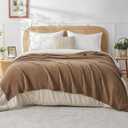 EMME Cotton Muslin Queen Blanket Bed Layering Breathable Gauze Blanket Soft Lightweight Blankets Adults (Brown, 90"x90")