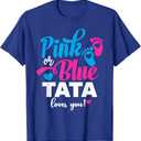 Pink or Blue Tata Loves You Gender Reveal Baby Announcement T-Shirt, Size M