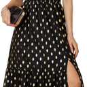 GRACE KARIN Women's V Neck Ruffle Sleeve Summer Dress 2025 Split Flowy Tiered Midi Dress Wedding Guest Cocktail Dresses (Black-polka Dot) L