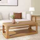 Plank+Beam Forma Coffee Table, 54 Inch Modern Coffee Table with Shelf, Contemporary Center Table with Storage Space, Rectangle Tea Table with Storage, Pecan