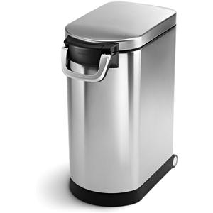 simplehuman 30 Liter, 32 lb / 14.5 kg Large Pet Food Storage Container for Dog Food, Cat Food, and Bird Feed, Brushed Stainless Steel