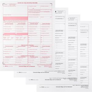 W-2C Tax Forms 4-Part Set, Corrected Wage and Tax Statement, 25 Pack