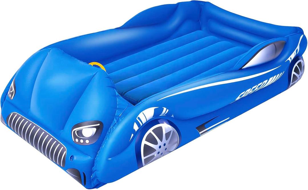Kids Air Mattress Inflatable Toddler Travel Bed with Sides, Cot Sleeping Pad, Blue