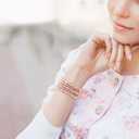 MOFREE Beaded Bracelet Compatible for Apple Watch Band 38mm/40mm/41mm/42mm(Series 10) Women,Fashion Handmade Beads Elastic Stretch Strap for iWatch Series 10/9/8/7/SE/6/5/4/3/2/5 (Pink)