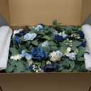 Ling's moment 10pcs Wedding Chair Decorations Aisle Floral Swag Artificial Pew Flowers Hanging Garland Dusty Blue & Navy for Ceremony Reception Church Rose Floral Faux Arrangement Party Outdoor Decor