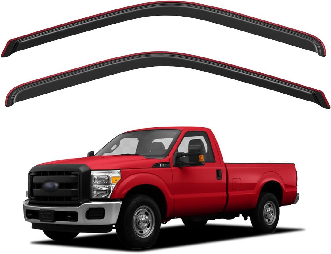 in-Channel Window Rain Guards Visors for 1999-2016 Ford F250-F550 Super Duty Regular Cab/SuperCab, Window Vent Wind Shades Deflectors Shield for 99-16 F250-F550 SD Standard/Extended Cab