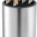 Universal Knife Block, Stainless Steel Round Knife Holder with Scissors-Slot, Counter-top Storage, Holds 12 8.5-Blade Knives, 9 by 4.5 (knives not included)