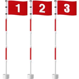 Golf Flagstick 6ft, Golf Pin Flag Hole Cup Set Putting Green Flags and Poles Numbered Golf Flags for Driving Range Backyard, Portable 5 Section Design for Golf Practice, Gift Idea