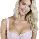 Rosme Women's Balconette Bra with Push Up Effect Plus Size Sexy Lace Demi Half Cup Bra Underwired Low Cut Mesh Bras Eliza (42B, Beige)