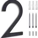 8 Inch Floating House Numbers, Address Numbers for Outside, Metal Black Large Modern House Numbers, Door Numbers for Mount Aluminum Black Number 2