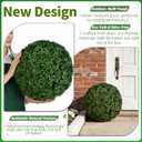 18” Artificial Boxwood Ball Topiary, UV Resistant Faux Greenery Plant, Easy Assembly Outdoor Decor for Garden, Planters, Porch or Patio (1, 18 Inch)