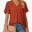 Anyally Womens Summer Dressy Chiffon Blouses V Neck 2025 Short Sleeve Tunic Tops for Leggings Casual T-Shirts 2XL