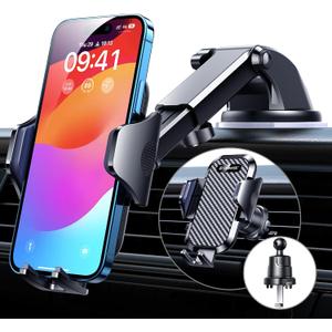 VANMASS Car Dashboard Phone Holder Universal Powerful Suction Cup Mount, Dash Windshield Air Vent Truck Stand Compatible with All Phones Black