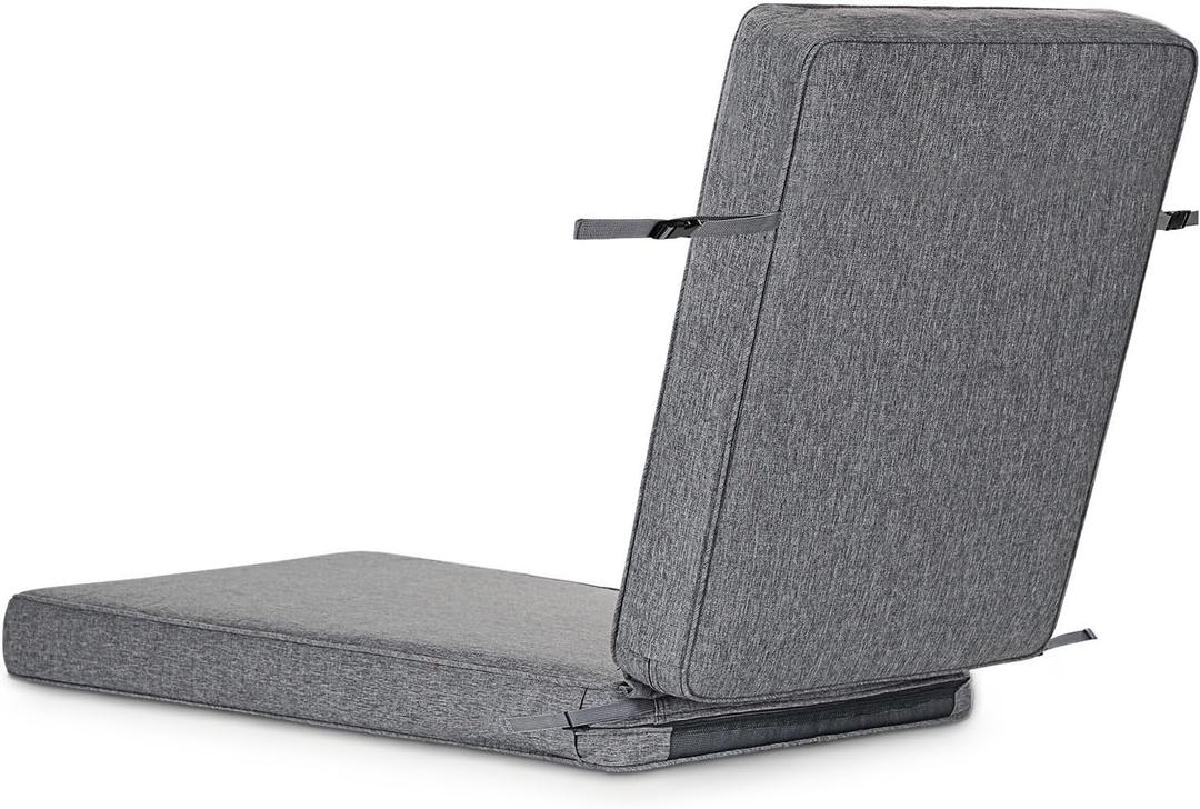 SUNROX All-Weather Fade-Resistant Lounge Chair Cushions DryFast Foam Chaise Lounge Cushions for Outdoor Furniture Patio Pool Lounge Chaise Cushions with Adjustable Straps 73x22 Inch, Heather Charcoal