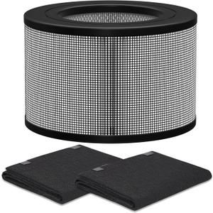 Ontheone 50250-S HEPA Filters Replacement & Carbon Pre-Filter Set Compatible with Honey-well 24000 24500 50250-S 52500 Air Cleaner Purifier, Part Number 24000, (1 HEPA + 2 Carbon Pre-Filter) (White)