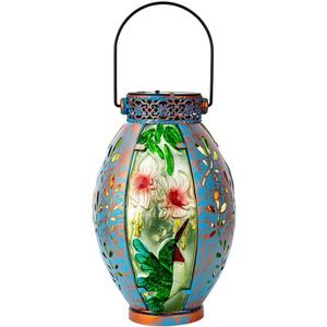 VEWOGARDEN Hummingbird Solar Lantern Hanging Solar Lanterns Outdoor Waterproof Decorative Lantern Lights for Patio Porch Garden Table Decor, Blue