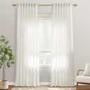 8FT 96 Inch Linen Sheer Curtains, Natural Linen Cotton Blend Light Weight Light Filtering Panels for Floor to Ceiling Window or Track System, Wide 50 x 96 Inches Long, 2 Panel Set