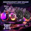 Party Bluetooth Speaker: 300W Peak Powerful Loud Stereo Sound Deep Bass, Large Portable Wireless Speakers with Subwoofer, TWS Dynamic Light Show 15H Playtime for Outdoor Camping Backyard Beach