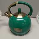 SUSTEAS Stove Top Whistling Tea Kettle - Food Grade Stainless Steel Teakettle Teapot with Cool Touch Ergonomic Handle, 2.64 Quart (Green)