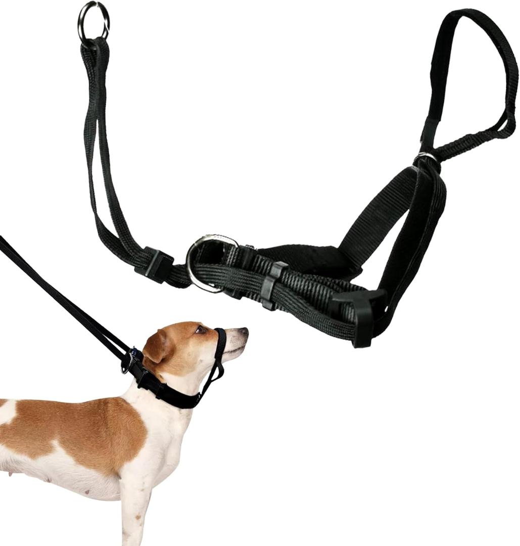 Sporn Medium Dog Head Halter for Dogs, Black Dog Stop Pulling Leash with Thick Muzzle Harness No Pull Head Collar for Dogs, Anti Pulling Collar for Comfort Face Harness (Medium (Pack of 1))