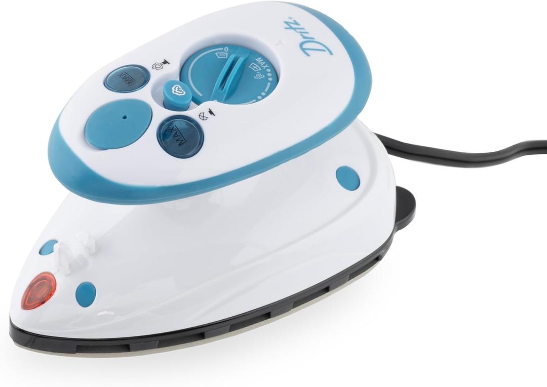 Dritz Mighty Travel Steam Iron: Mini Iron for Quilting, Crafts & Sewing, Compact Portable Travel Steamer for Home & On-the-Go Use