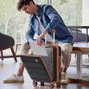 imiomo Carry on Luggage Airline Approved with Front Pocket and USB Port, Hard Shell 20 Inch Travel Carry-on Suitcase with Spinner Wheels and TSA Lock, Black Brown, 4 Piece Set