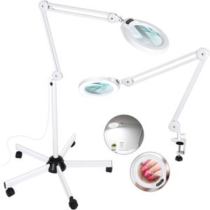 8X Magnifying Glass with Light and Stand, Veemagni 2,200 Lumens Magnifying Floor lamp with 5 Wheels Rolling Base, LED 5 Color Modes, Stepless Dimmable Lighted Magnifier for Esthetician, Facials, Salon 8X Magnifying Glass with Light and Stand, Veemagni 2,200 Lumens Magnifying Floor lamp with 5 Wheels Rolling Base, LED 5 Color Modes, Stepless Dimmable Lighted Magnifier for Esthetician, Facials, Salon