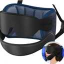 Travel Pillows for Airplanes with Sleep Eye Mask, Chin Strap, Airplane Pillow for Long Flights, Car Road Trip, 360 Support Headrest, Stop Bobblehead, Mottled Blue