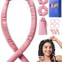 Umisleep 22 Momme Mulberry Silk Heatless Curls Overnight, Heatless Hair Curler to Sleep In, for Women Long Hair, Hair Care Roller Gift Set, Upgraded Soft with Clips & Scrunchies, Pink