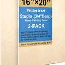 Unfinished Birch Wood Canvas Panels Kit, Falling in Art 2 Pack of 16x20 Studio 3/4 Deep Cradle Boards for Pouring Art, Crafts, Painting, and More