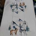Christmas Kitchen Towels, Absorbent Microfiber Kitchen Dish Hand Tea Bath Towel, Quick Dry Cleaning Cloth Dishclothes Decorative Sets, Forest Snowy Elk Xmas Tree Winter Snowflake (3-PC, 18x28)