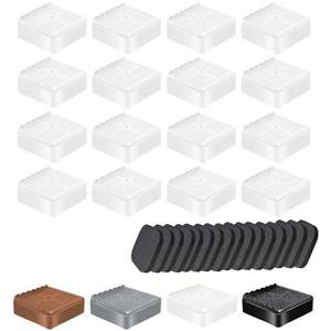 shouwuhho Furniture Risers, 16 Pack Bed Risers with Non-Slip Grip and Heavy Duty Support, 1 Inch 2 Inch 3 Inch 4 Inch Height Lift for Couch, Sofa, Table, Desk, Chair, Refrigerator - White, 1 Inch