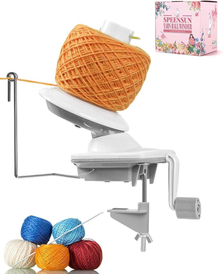 SPEENSUN Yarn Winder, 3.5 OZ Easy-to-Install and Efficiently Yarn Spinner with Lower Noise, Robust ABS Material Ball Winder for Crochet and Knitting Lover for Yarns Below Size 5